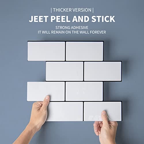 Art3d Peel and Stick Backsplash, 14x12 Subway Tiles, White Faux Ceramic Tiles (10 Tiles, Thicker Version) MEGA