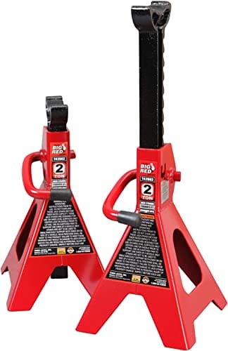 BIG RED AT42002R Torin Steel Car Jack Stands: 2 Ton (4,000 lb) Capacity, Red, 1 Pair