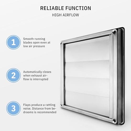 calimaero VKE 4" Inch Dryer Vent Cover Outdoor Stainless Steel Grille Dryer Vent Exterior Wall Vent Moving Flaps Ebuystt