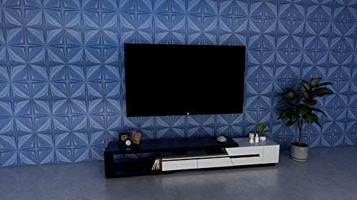 Art3d Navy Blue 3D Wall Panel PVC Flower Design Cover 32 Sqft, for Interior Wall Decor in Living Room,Bedroom,Lobby,Office,Shopping Mall MEGA