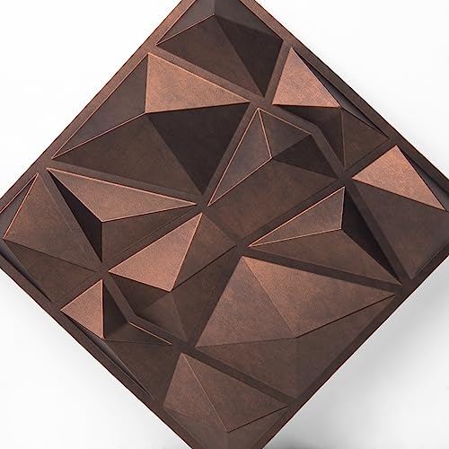 Art3d Textures 3D Wall Panels Antique Copper Diamond Design for Interior Wall Decor Pack of 12 Tiles 32 Sq Ft (PVC) MEGA