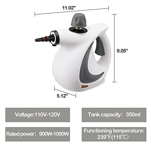 Spurgehom Handheld Steam Cleaner, Portable Pressurized Steamer with 350ml Large Capacity 11-Piece Accessory Set, Perfect for Stain Removal, Curtains, Car Seats, Floor, Window Cleaning - B09XHDQWF6 Spurgehom