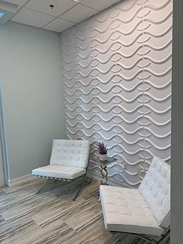 Art3d Decorative 3D Wall Panels in Modern Wall Design, 19.7"x19.7" Matt White (12 Pack) MEGA
