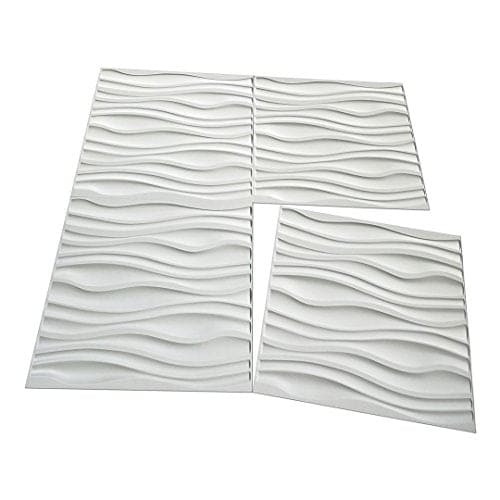 Art3d PVC Wave Board Textured 3D Wall Panels, White, 19.7" x 19.7" (12 Pack) MEGA