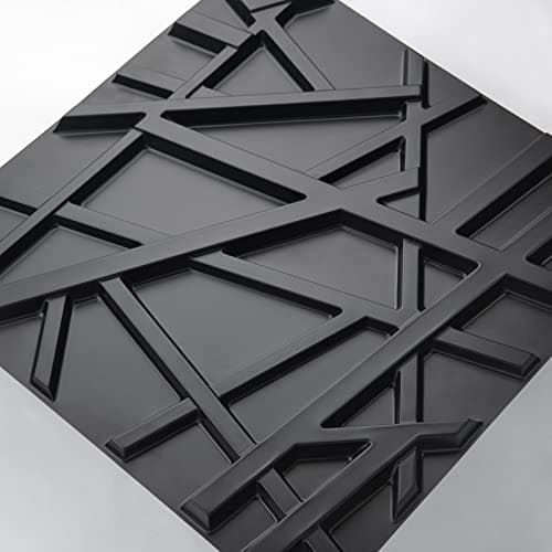 Art3d PVC Decorative Textures Black 3D Wall Panels for Interior Wall Décor, Black Wall Decor,Pack of 12 Tiles 32 Sq Ft MEGA