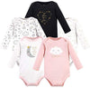 Hudson Baby Unisex Cotton Bodysuits, Girl Baby Bear Long-Sleeve 5-Pack, 0-3 Months (3M): Clothing