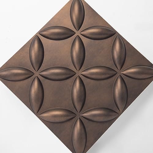 Art3d Texture 3D Wall Panels, PVC Wall Panels for Interior Wall Decor Pack of 12 Tiles 32 Sq Ft, Antique Copper, 19.7"x19.7" MEGA