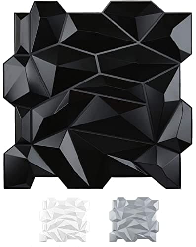 Art3d PVC 3D Diamond Wall Panel Jagged Matching-Matt Black, for Residential and Commercial Interior Decor MEGA