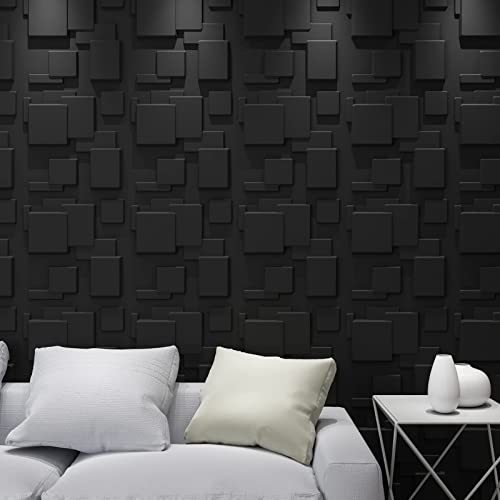 Art3d A10033BK 3D Wall Panels, Matt Black, 32 Square Feet (12 Pack) MEGA