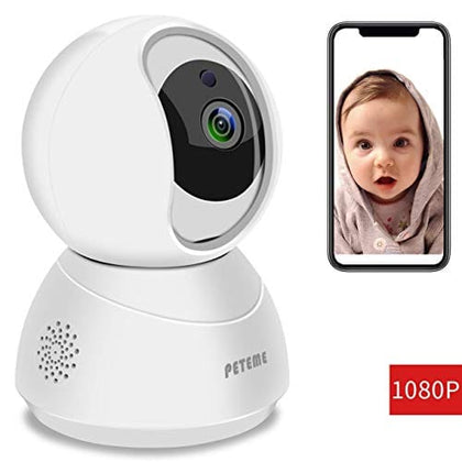 Peteme Baby Monitor 1080P FHD Home WiFi Security Camera Sound/Motion Detection with Night Vision 2-Way Audio Cloud Service Available Monitor Baby/Elder/Pet Compatible with iOS/Android: Camera & Photo PE220