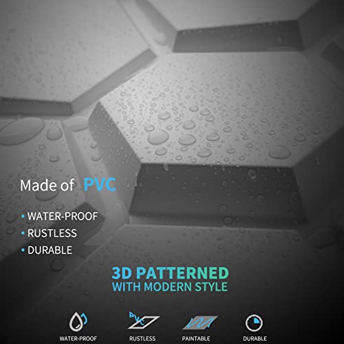 Art3d Textures 3D Wall Panels White Hexagon Design Pack of 12 Tiles 25.5 Sq Ft (PVC) MEGA