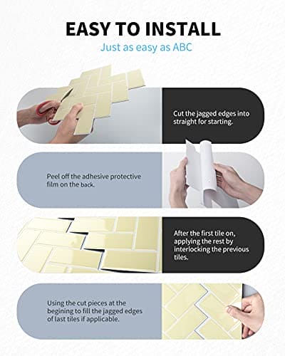 Art3d Herringbone Peel and Stick Backsplash Tiles (10 Tiles, Thicker Version) MEGA