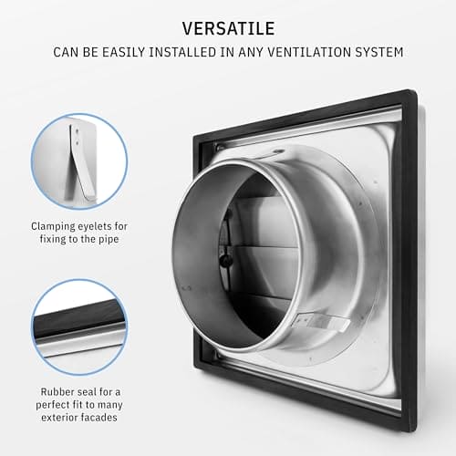 calimaero VKE 4" Inch Dryer Vent Cover Outdoor Stainless Steel Grille Dryer Vent Exterior Wall Vent Moving Flaps Ebuystt