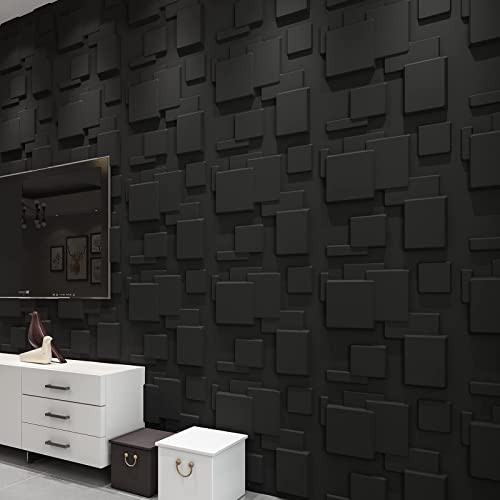 Art3d A10033BK 3D Wall Panels, Matt Black, 32 Square Feet (12 Pack) MEGA