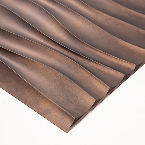 Art3d PVC Wave Panels for Interior Wall Decor, Antique Copper Textured 3D Wall Tiles, 19.7" x 19.7" (12-Pack) MEGA