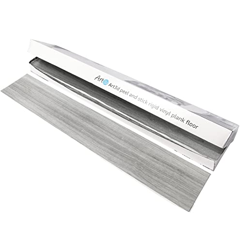 Art3d Peel and Stick Floor Tile Vinyl Wood Plank 36-Pack 54 Sq.Ft, Light Grey, Rigid Surface Hard Core Easy DIY Self-Adhesive Flooring Art3d