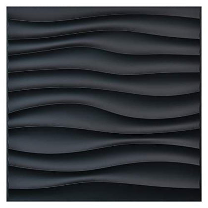 Art3d PVC Wave Panels for Interior Wall Decor, Black Textured 3D Wall Tiles, 19.7