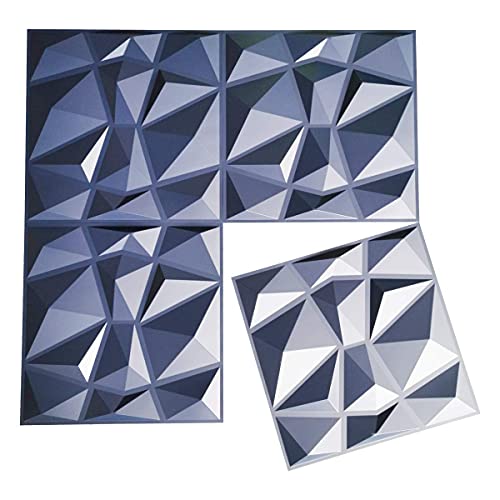 Art3d 3D Paneling Textured 3D Wall Design, Blue Diamond, 19.7" x 19.7" (12 Pack) (Matt Blue) MEGA