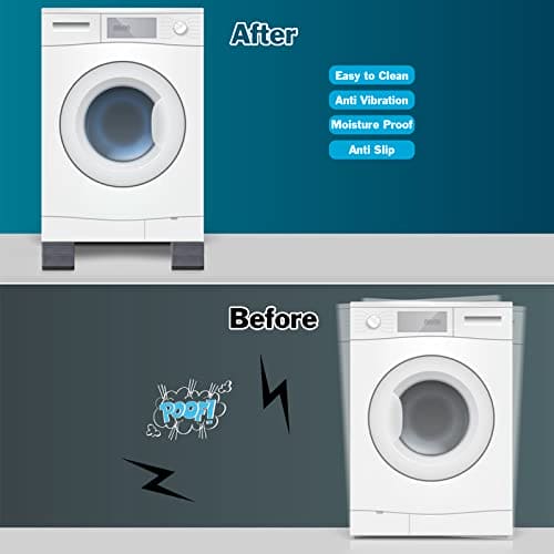 Anti Vibration Pads for Washing Machine - Double Heighten Washer and Dryer Pedestals High Hard Wearing Square Rubber Foot Pads, Noise Cancelling and Shock Support Protects Pedestals ebuys