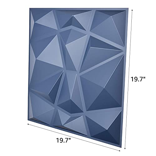 Art3d 3D Paneling Textured 3D Wall Design, Blue Diamond, 19.7" x 19.7" (12 Pack) (Matt Blue) MEGA
