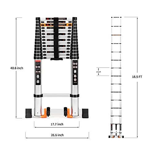 ALPURLAD Telescoping Ladder 10.5FT Aluminum Extension Ladders Lightweight Collapsible Ladder Telescopic Ladders for RV, Loft, Attic, Home, 330lbs Capacity ebuystt