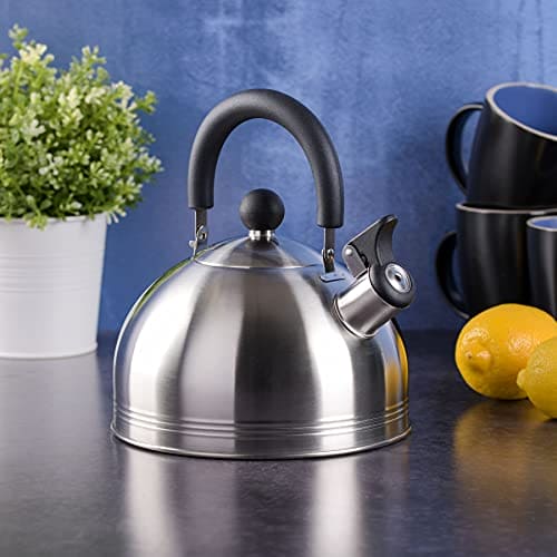Mr. Coffee Carterton Stainless Steel Whistling Tea Kettle, 1.5-Quart, Mirror Polish ebuystt