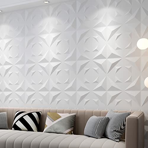 Art3d Decorative 3D Panels Textured Wall Design Board, White, 12 Tiles 32 Sq Ft MEGA