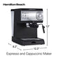 Hamilton Beach 15 Bar Espresso Machine, Cappuccino, Mocha, & Latte Maker, with Milk Frother, Make 2 Cups Simultaneously, Works with Pods or Ground Coffee, 50 oz. Water Reservoir, Black ebuystt