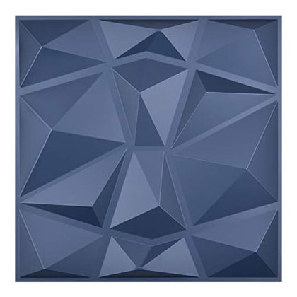 Art3d 3D Paneling Textured 3D Wall Design, Blue Diamond, 19.7