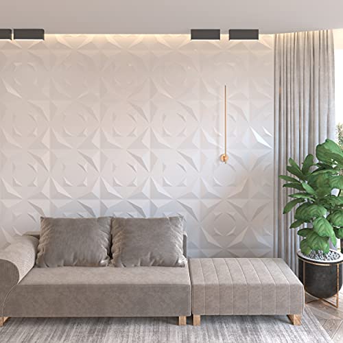 Art3d Decorative 3D Panels Textured Wall Design Board, White, 12 Tiles 32 Sq Ft MEGA