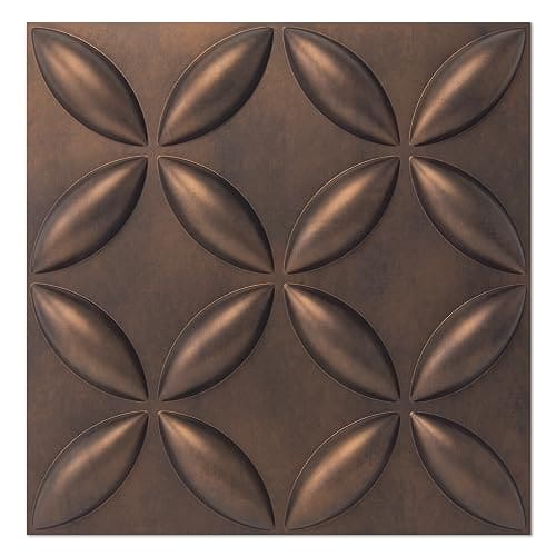 Art3d Texture 3D Wall Panels, PVC Wall Panels for Interior Wall Decor Pack of 12 Tiles 32 Sq Ft, Antique Copper, 19.7"x19.7" MEGA