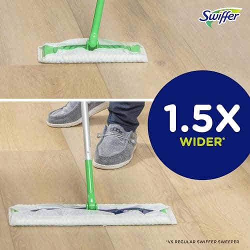 Swiffer Sweeper Dry + Wet XL Sweeping Kit, 1 Sweeper, 8 Dry Cloths, 2 Wet Cloths Swiffer