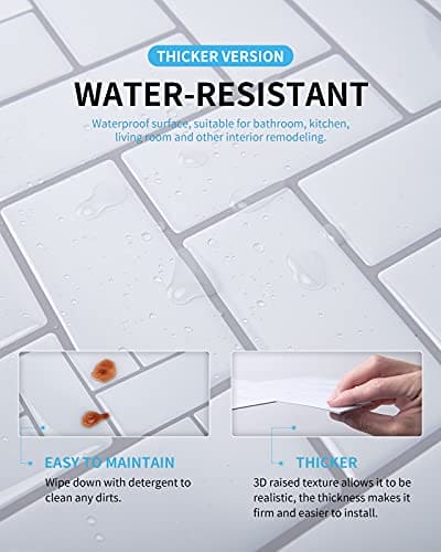 Art3d Herringbone Peel and Stick Backsplash Tiles (10 Tiles, Thicker Version) MEGA