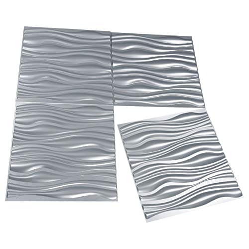 Art3d PVC Wave Board Textured 3D Wall Panels, Grey, 19.7" x 19.7" (12 Pack)　 Art3d