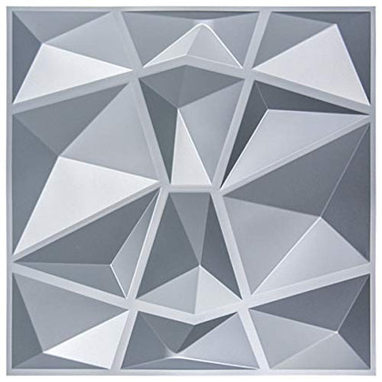 Art3d 3D Paneling Textured 3D Wall Design, Grey Diamond, 19.7