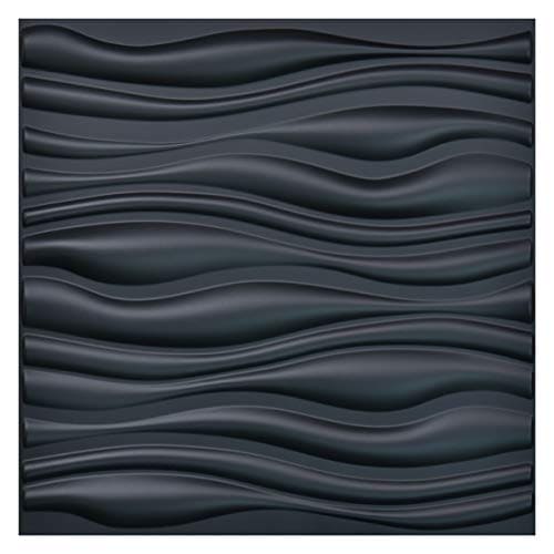 Art3d PVC Wave Board Textured 3D Wall Panels, Black, 19.7" x 19.7" (12 Pack) MEGA