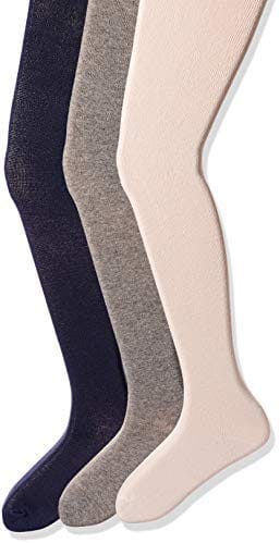 Essentials   Girls' 3-Pack Cotton Tights, Dots/White/Black, 7-10: Clothing ebuystt