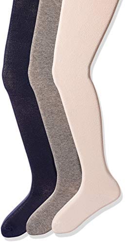 Essentials   Girls' 3-Pack Cotton Tights, Dots/White/Black, 7-10: Clothing ebuystt