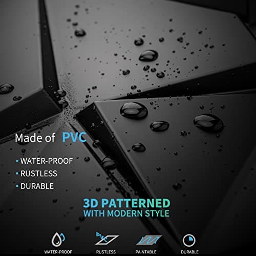 Art3d PVC 3D Wall Panels, Plastic Decorative Wall Tile in Black 12-Pack MEGA