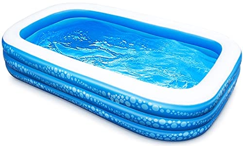 Inflatable Swimming Pool, Hesung 118" X 69" X 21" Full-Sized Family Kiddie Blow up Pool for Kids, Adults, Baby, Children, Thick Wear-Resistant Big Above Ground, Garden, Backyard Water Party for Age 3+ ebuystt