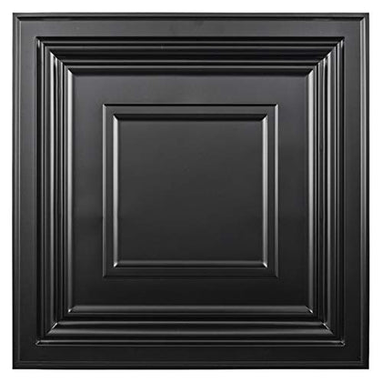 Art3d Decorative Drop Ceiling Tile 2x2 Pack of 12pcs, Glue up Ceiling Panel Square Relief in Black