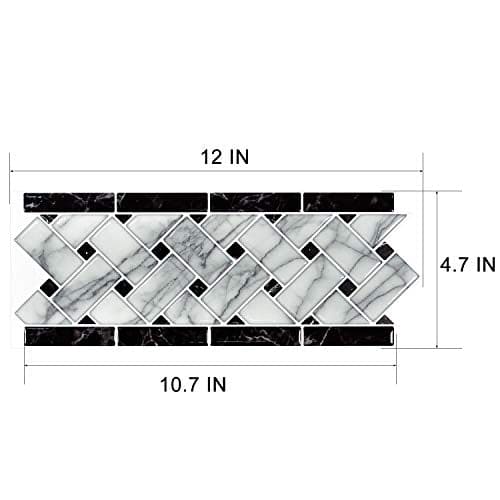 Art3d 10-Sheet Peel and Stick Tile Backsplash - 12.4"x5" Self-Adhesive Decorative Waist Line Mosaic Tiles for Kitchen and Bathroom MEGA