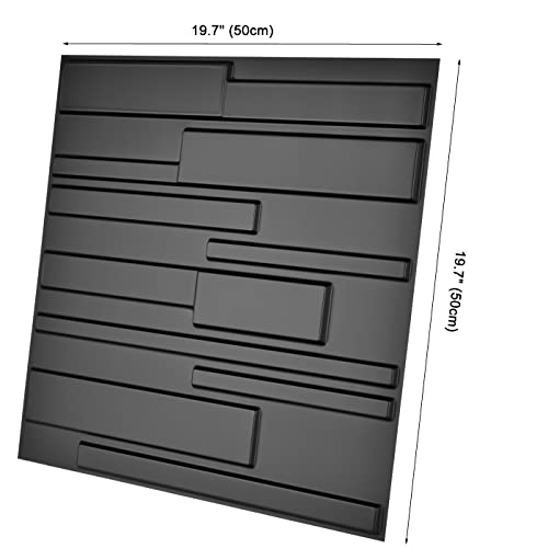 Art3d A10032BK Decorative PVC Wall Panels, 32 Square Feet, 3D Rectangle 3-Black, Sq Ft MEGA