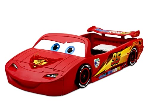 Delta Children Disney/Pixar Cars Lightning McQueen Toddler-to-Twin Bed with Toy Box Snooze 6 inch Memory Foam Twin Mattress (Bundle) EBUYSTT