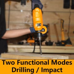 Worksite Impact Drill With Chuck Size 13mm(1/2 inches). Professional Impact Drill. Input Power - 750Watts Impact Drill, Adjustable Speed, Reversible - Voltage: 110-120Volts~,50/60Hz, No-load speed:0-3000/min - EID402 Worksite Power Tools