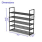 Hsscblet 5 Tiers Metal Shoe Rack,Adjustable Shoe Shelf Storage Organizer with Hooks,Stackable Boot & Shoe Storage,for Entryway,Hallway,Closet,Black Hsscblet