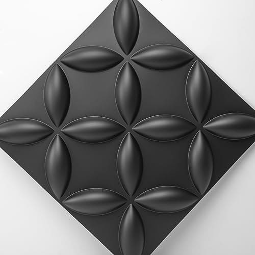 Art3d Texture 3D Wall Panels, PVC Wall Panels for Interior Wall Decor Pack of 12 Tiles 32 Sq Ft, Black, 19.7"x19.7" MEGA