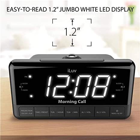 iLuv Morning Call 3, 1.2 inch Jumbo White LED Display Projection Dual Alarm Clock The purpose of an alarm clock is to tell you the time and wake you up-MORCAL3 Hannah's Variety Store