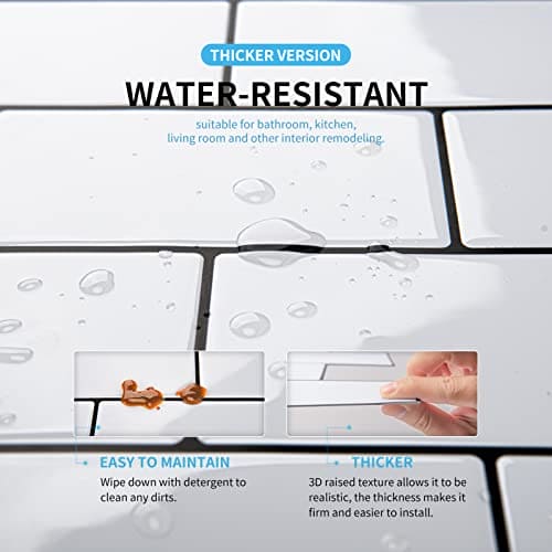 Art3d Peel and Stick Backsplash, 14x12 Subway Tiles, White Faux Ceramic Tiles (10 Tiles, Thicker Version) MEGA