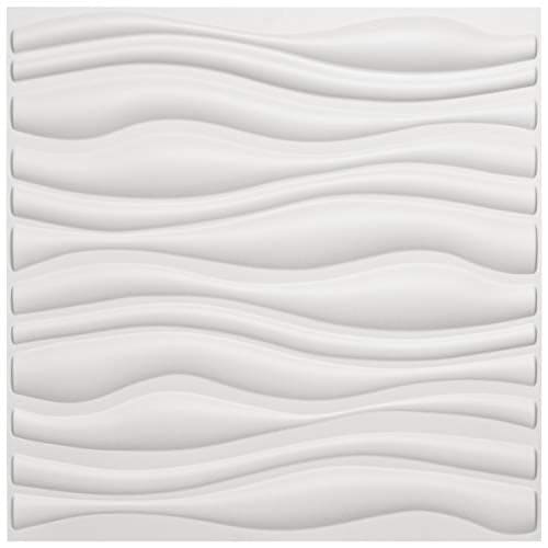 Art3d PVC Wave Board Textured 3D Wall Panels, White, 19.7" x 19.7" (12 Pack) MEGA